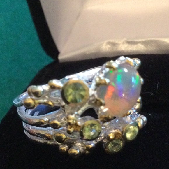 Surrealistic Genuine Firery Opal Ring - Picture 9 of 14